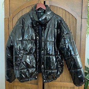 WILD FABLE Shiny Black Puffer Jacket